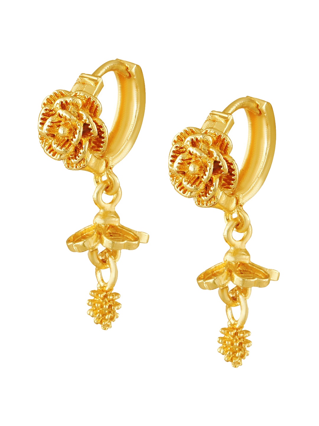 

Vighnaharta Gold-Plated Floral Hoop Earrings