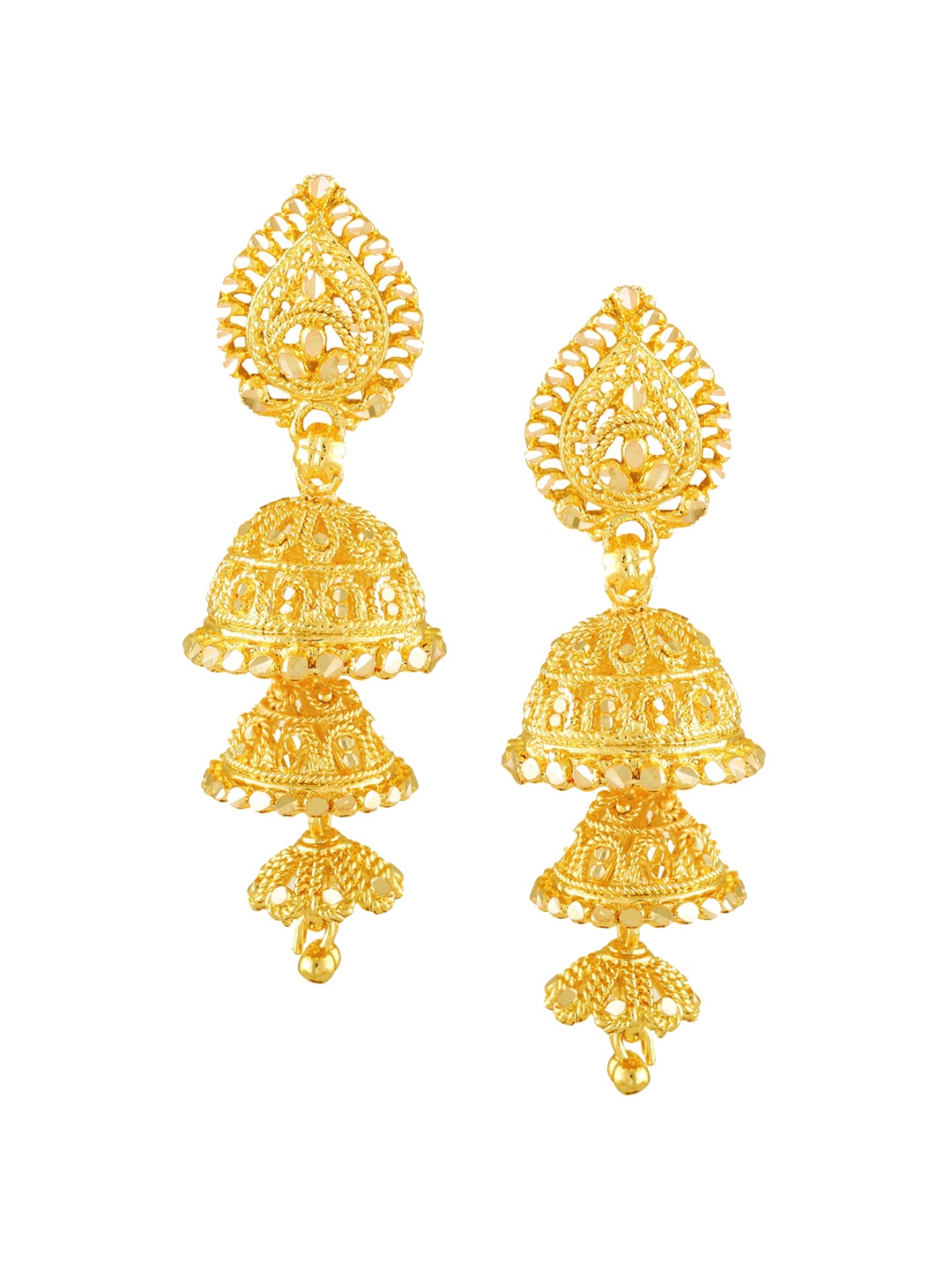 

Vighnaharta Gold-Plated Dome Shaped Jhumkas Earrings