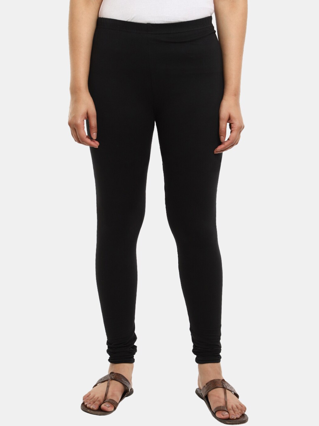 

V-mart Women Chudidar Length Cotton Leggings, Black