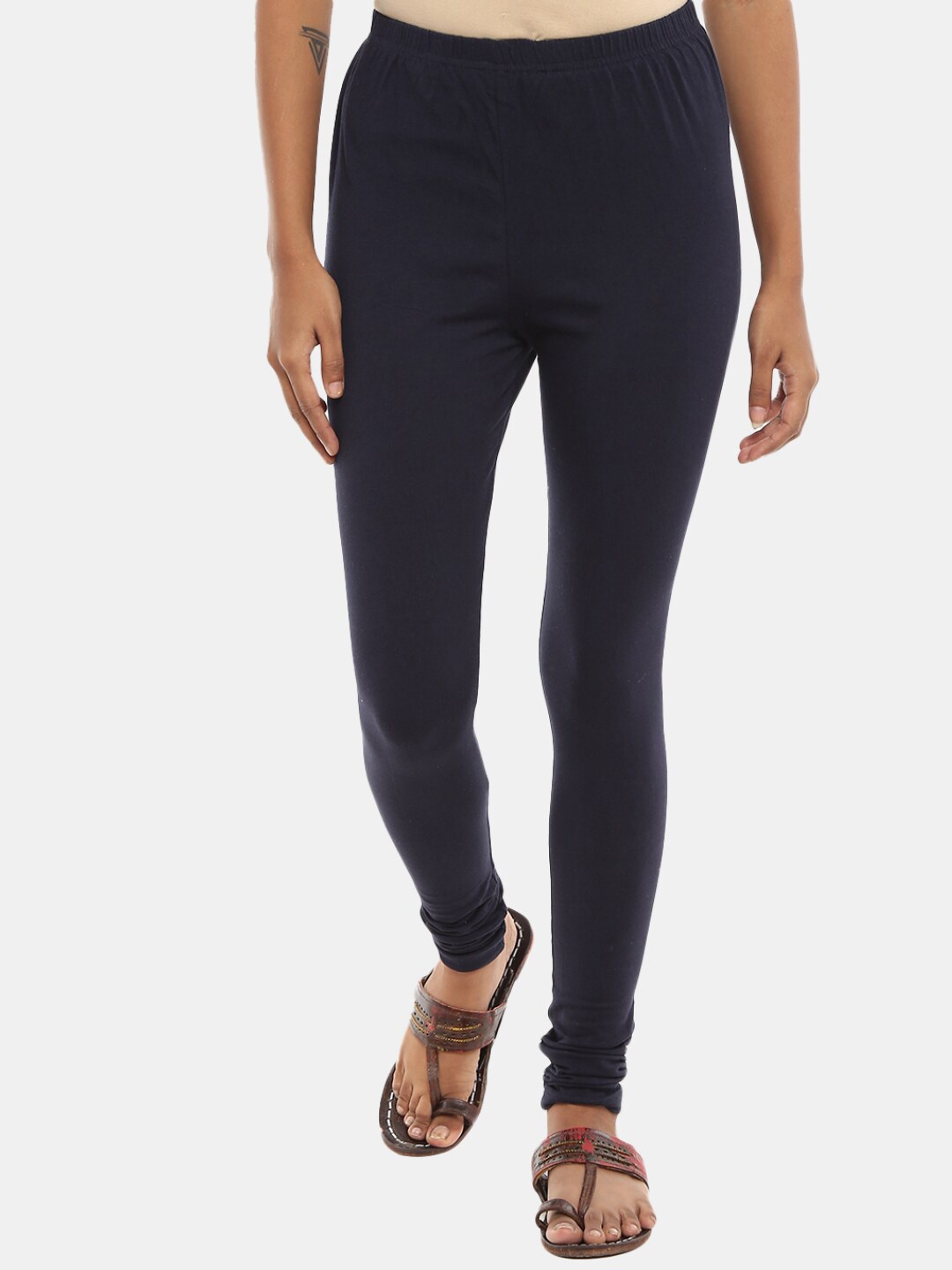 

V-mart Women Chudidar Length Cotton Leggings, Black