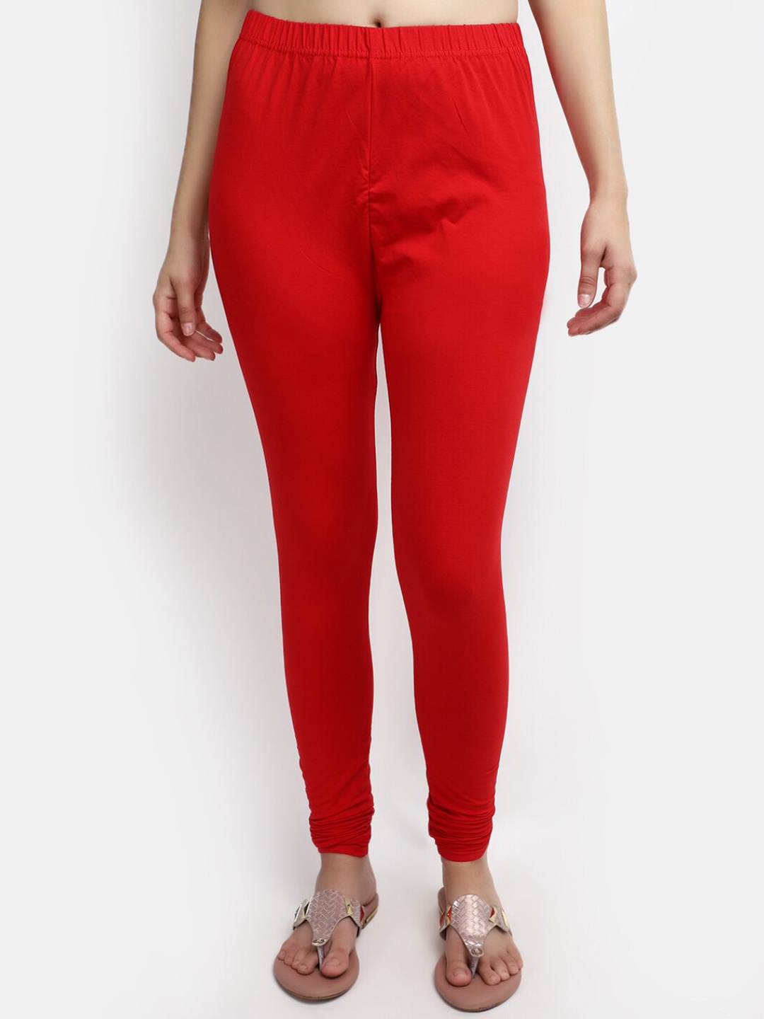 

V-mart Women Chudidar Length Cotton Leggings, Red