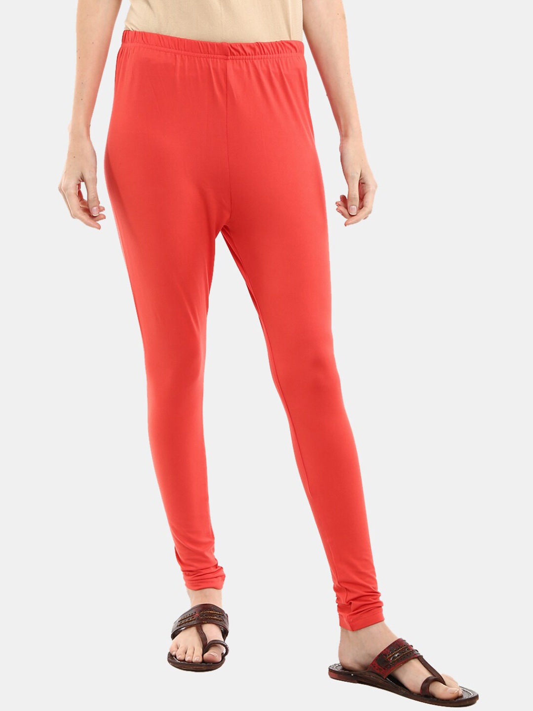 

V-mart Women Chudidar Length Cotton Leggings, Orange