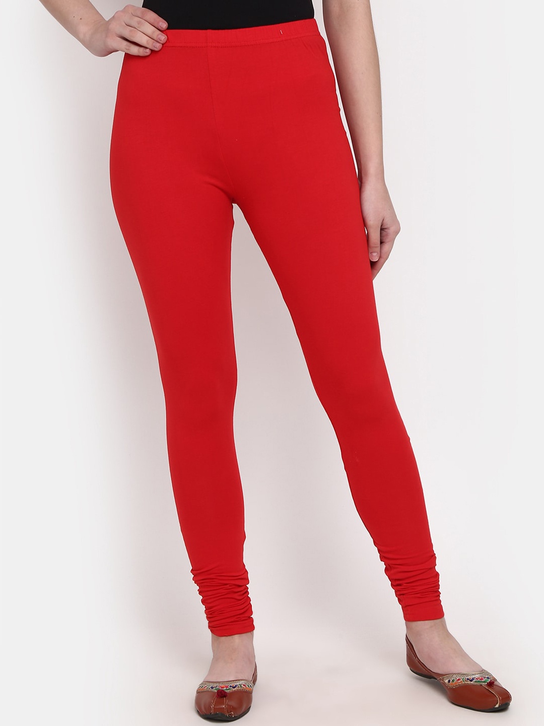 

V-mart Women Chudidar Length Cotton Leggings, Red