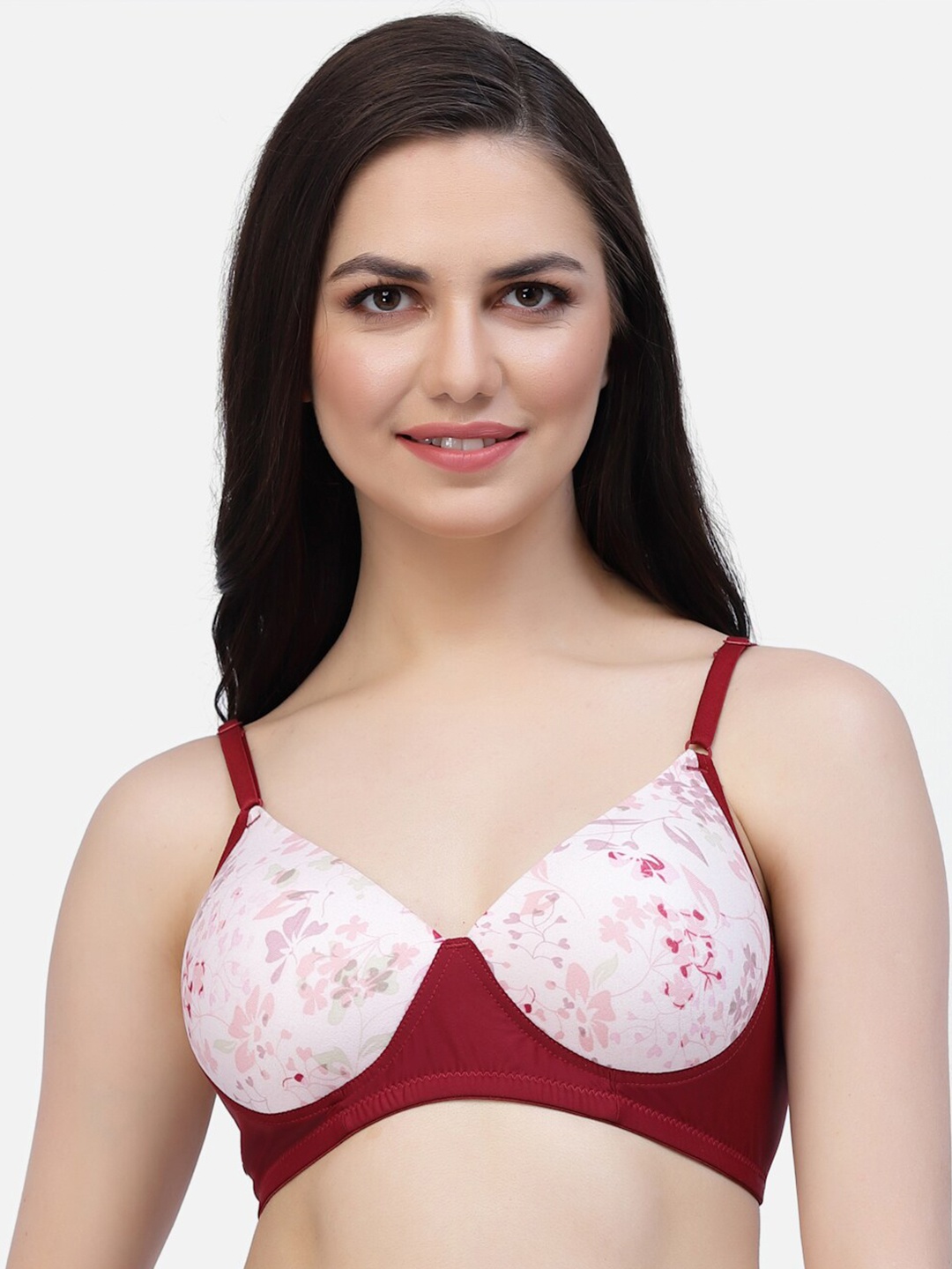 

CUKOO Full Coverage All Day Comfort Lightly Padded Seamless Rapid-Dry Bra, Red