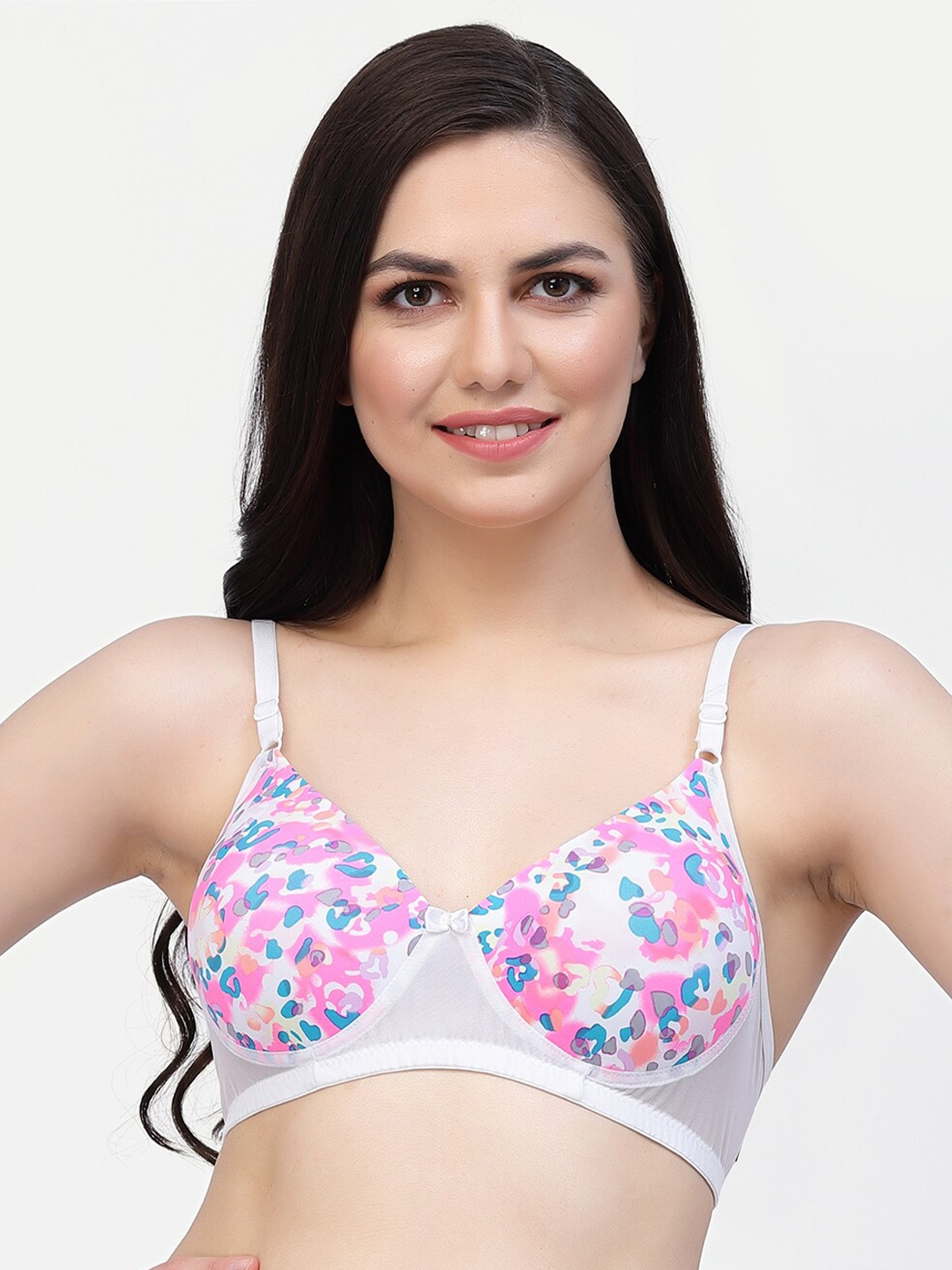 

CUKOO Floral Printed Full Coverage All Day Comfort Rapid-Dry Lightly Padded Bra, Pink