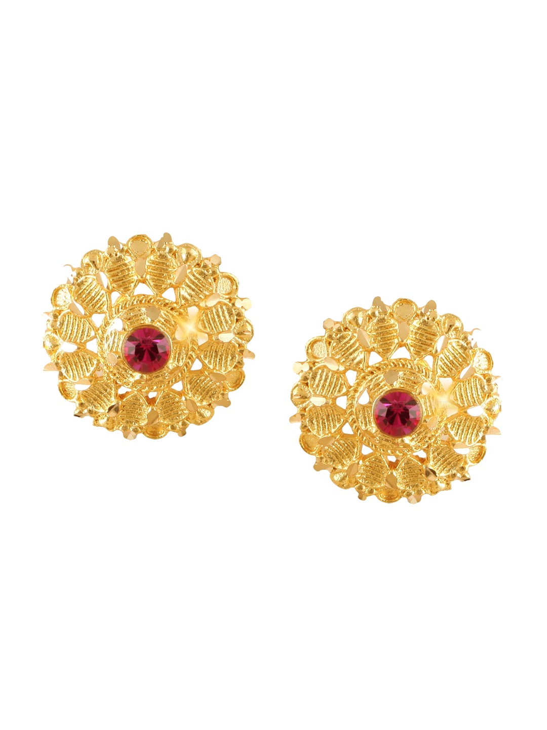 

Vighnaharta Gold-Plated Circular Stone Studs Earrings