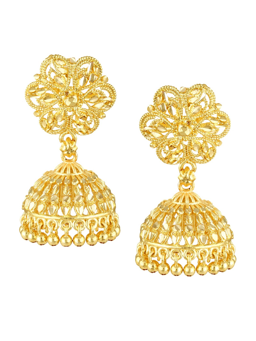 

Vighnaharta Gold-Plated Floral Jhumkas Earrings