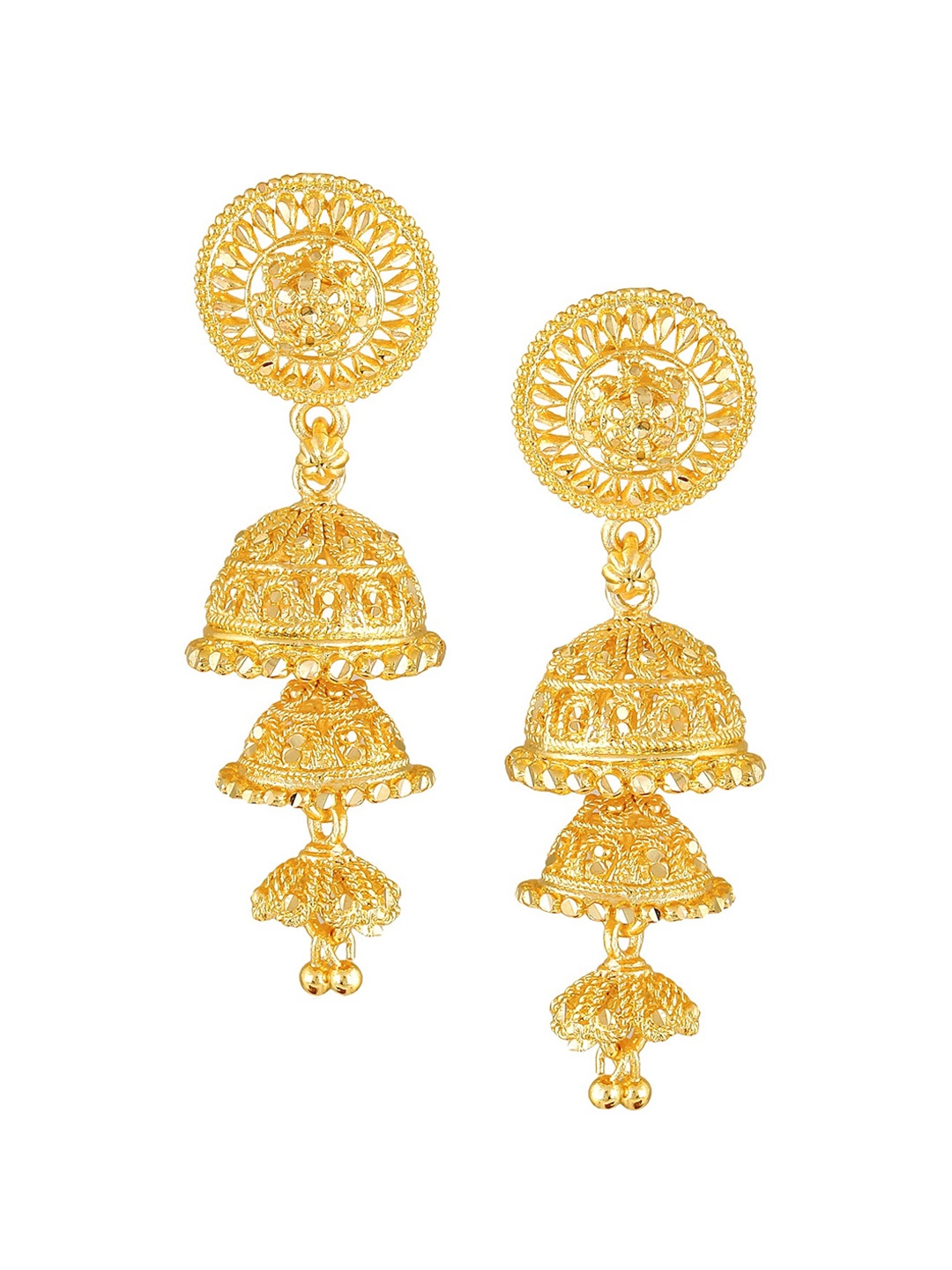 

Vighnaharta Gold-Plated Floral Jhumkas Earrings
