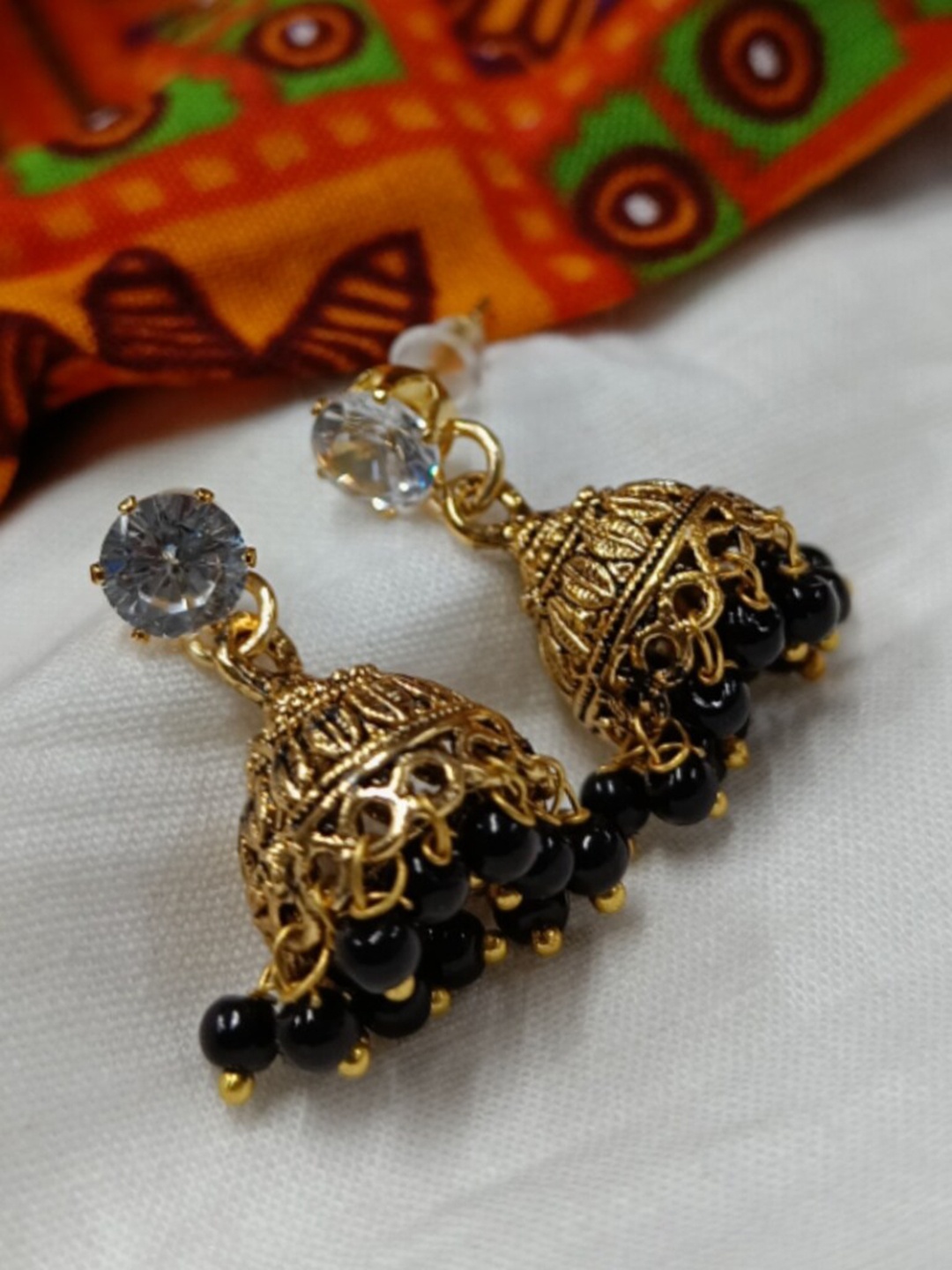 

Vighnaharta Gold-Plated Floral Jhumkas Earrings