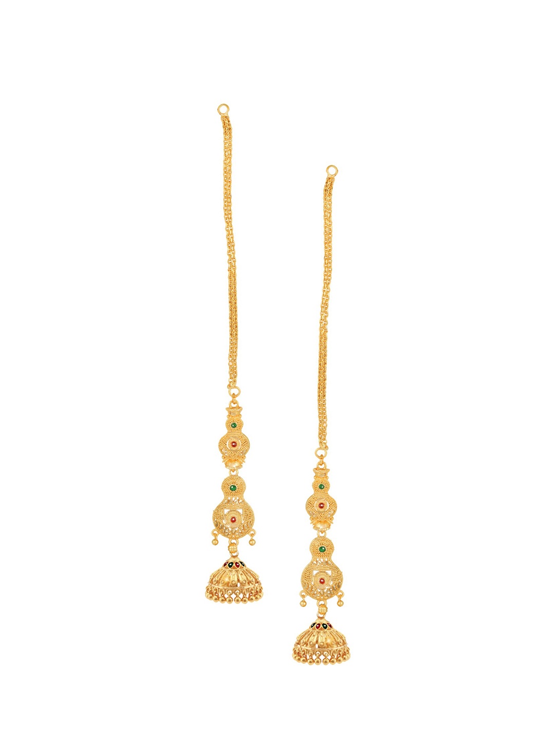 

Vighnaharta Gold-Plated Dome Shaped Jhumkas Earrings