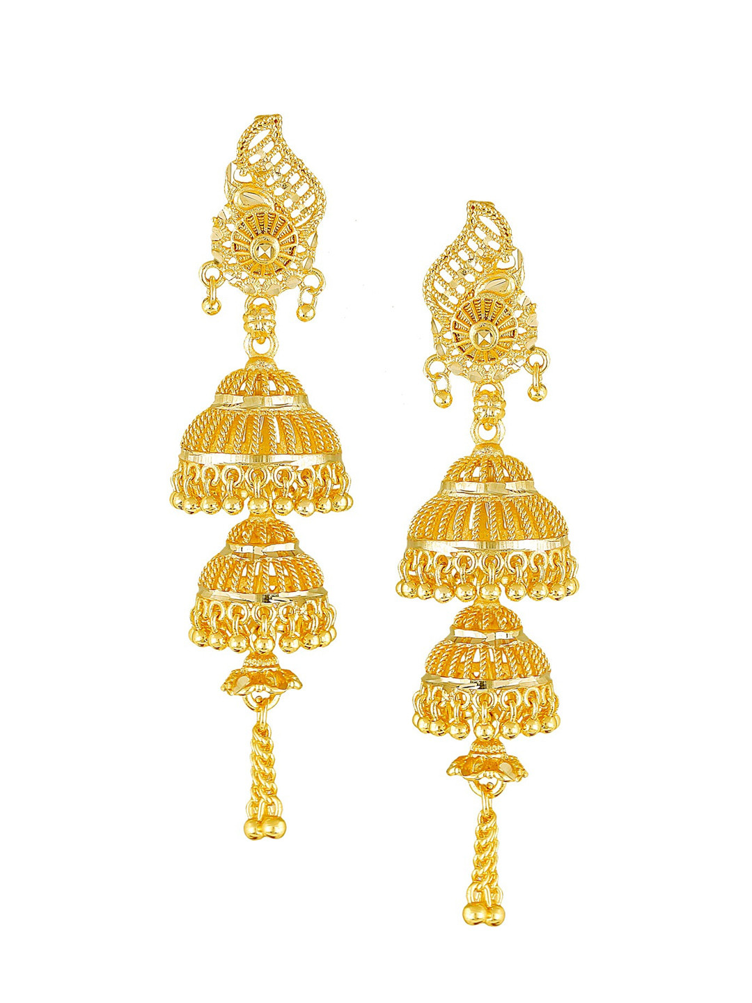 

Vighnaharta Gold-Plated Dome Shaped Jhumkas