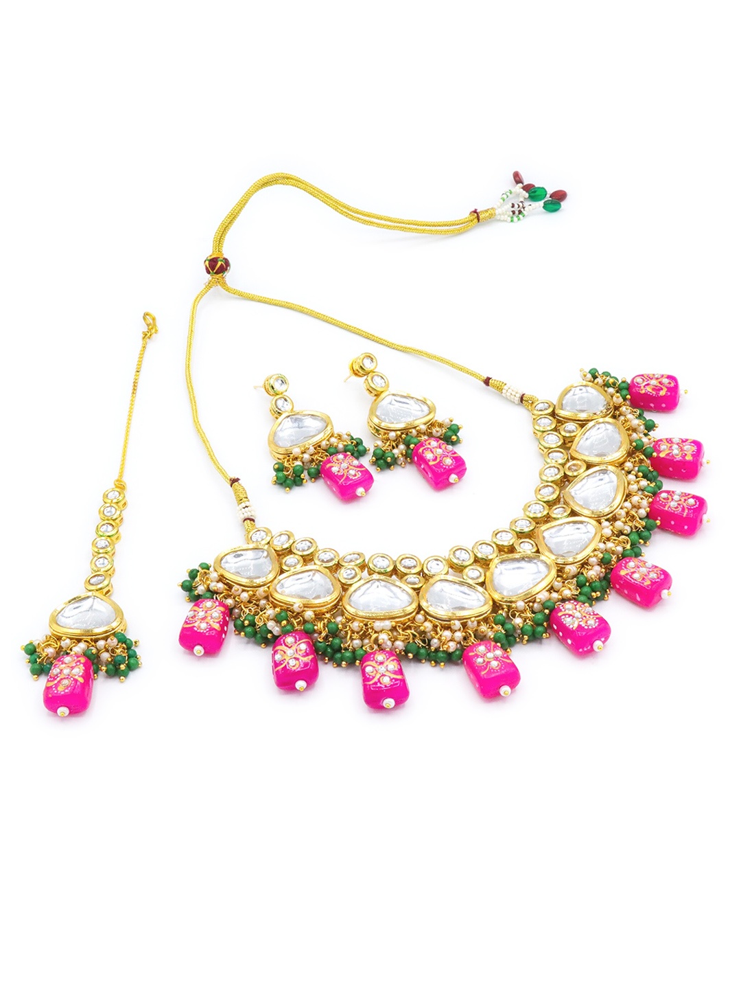

AASHISH IMITATION Gold-Plated Kundan-Studded & Beaded Jewellery Set