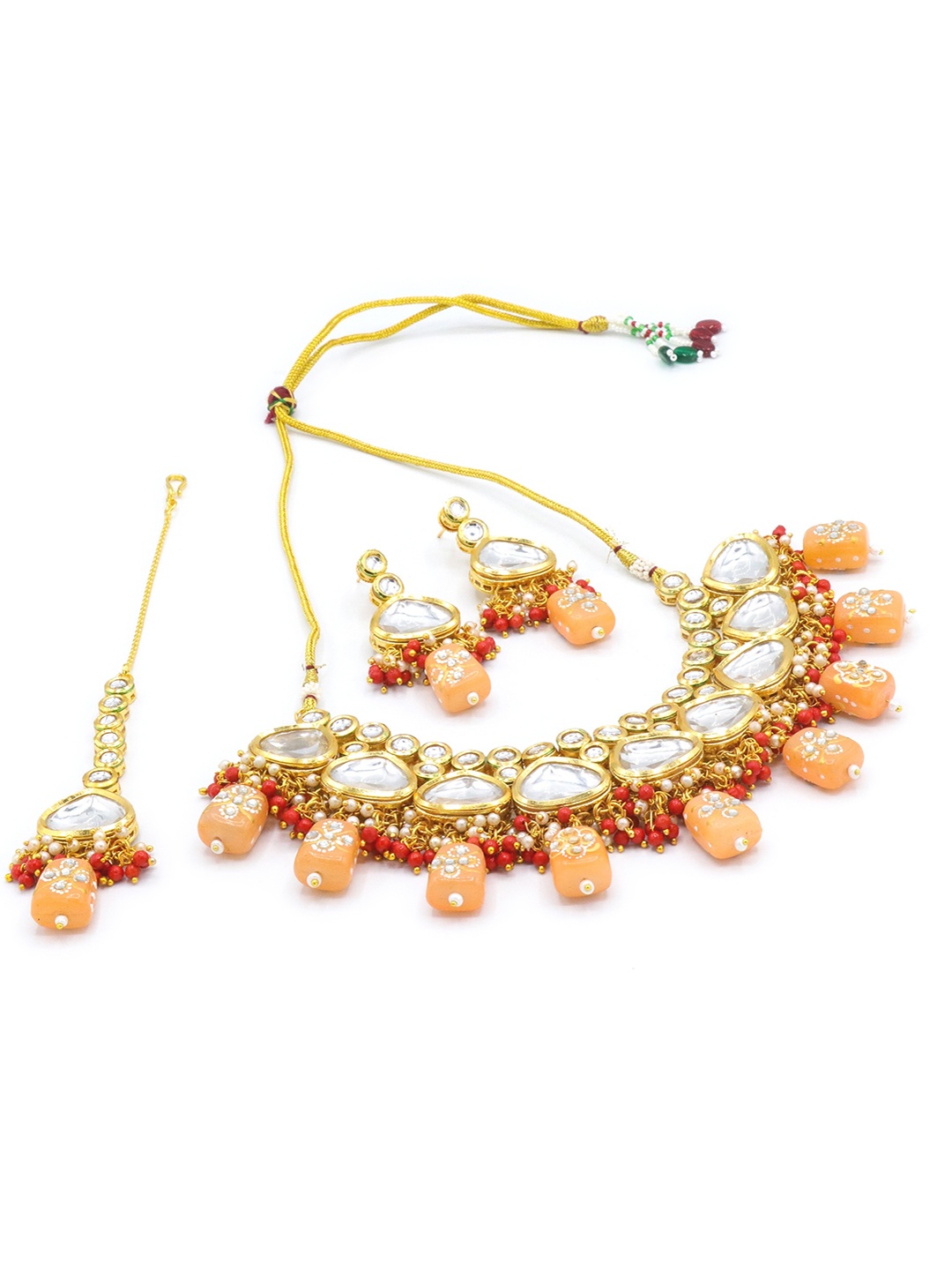 

AASHISH IMITATION Gold-Plated Kundan Studded & Beaded Jewellery Set
