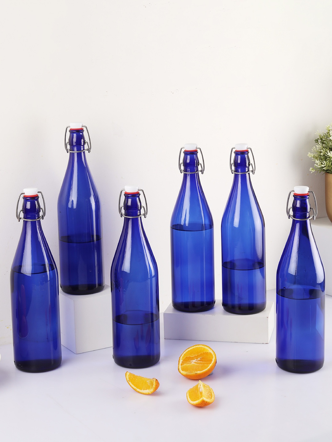 

Cello Aquria 6-Pieces Blue Glass Water Bottles 1 L Each