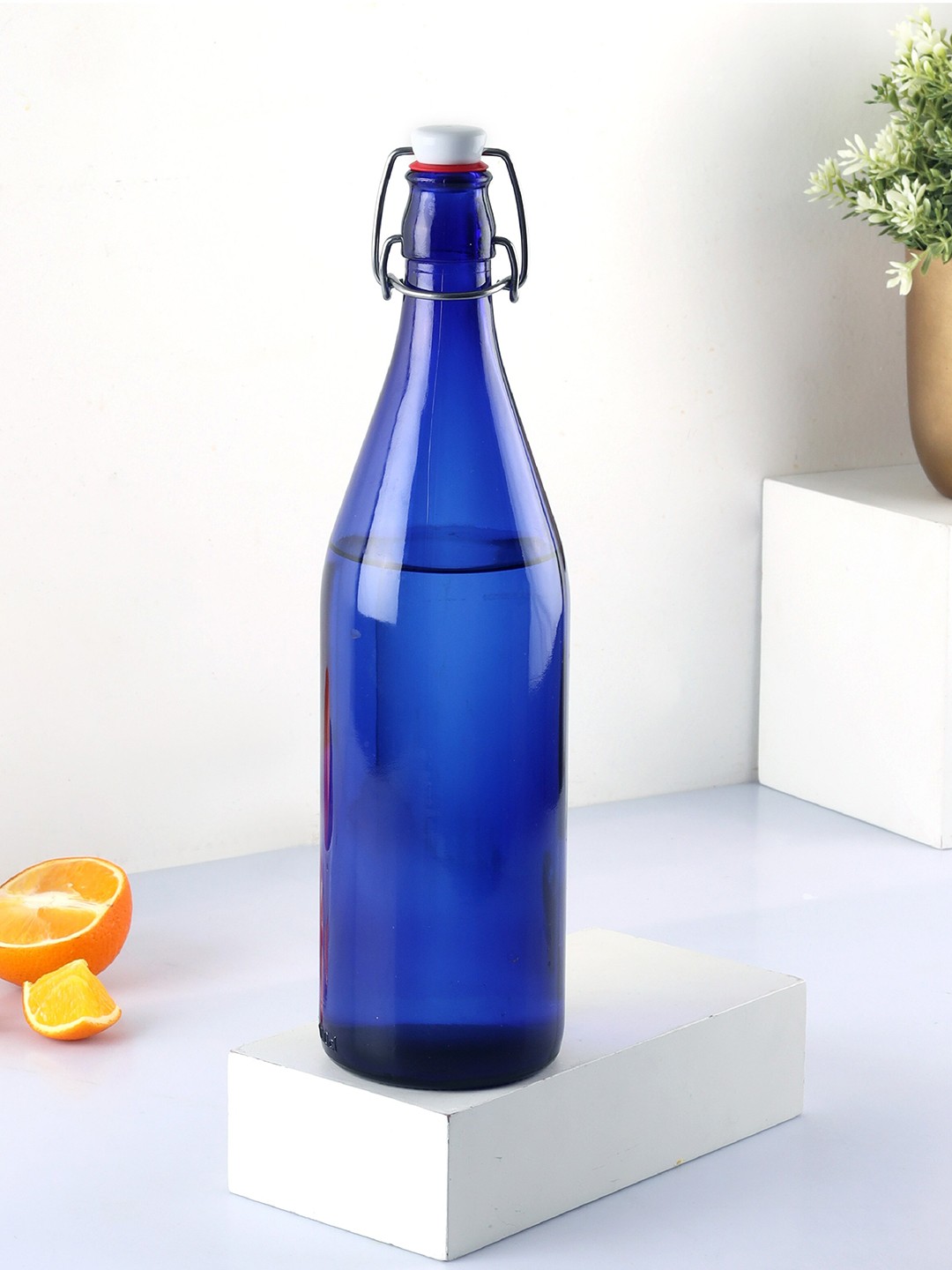 

Cello Aquaria Set of 1 Blue Glass Fridge Water Bottle- 1 L