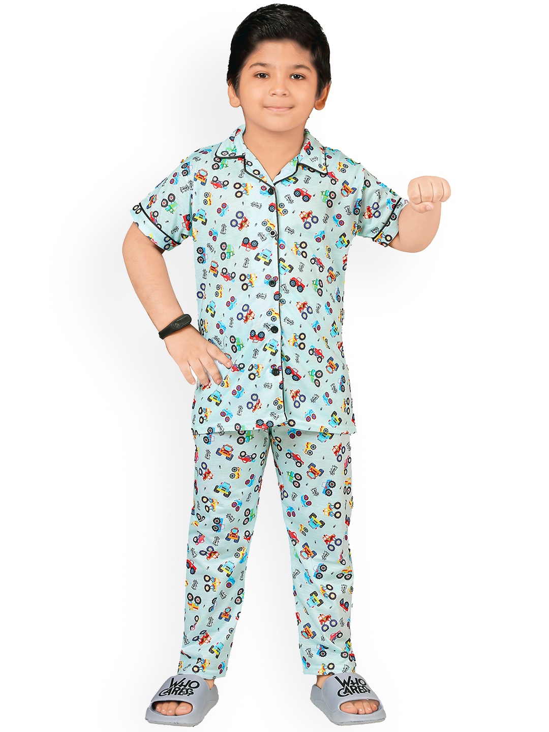 

BURBN Boys Conversational Printed Night Suit, Blue