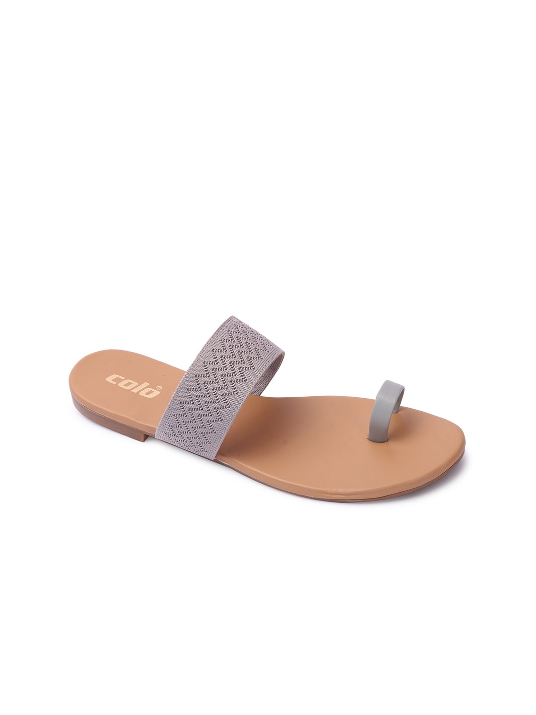 

Colo Woven Design One Toe Flats, Grey