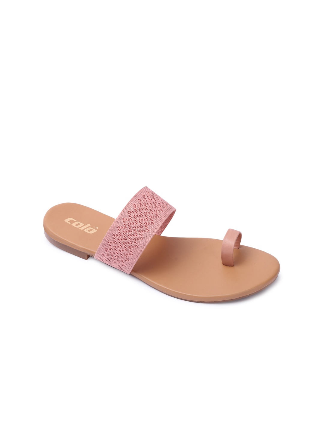 

Colo Women Woven Design Open One Toe Flats, Peach