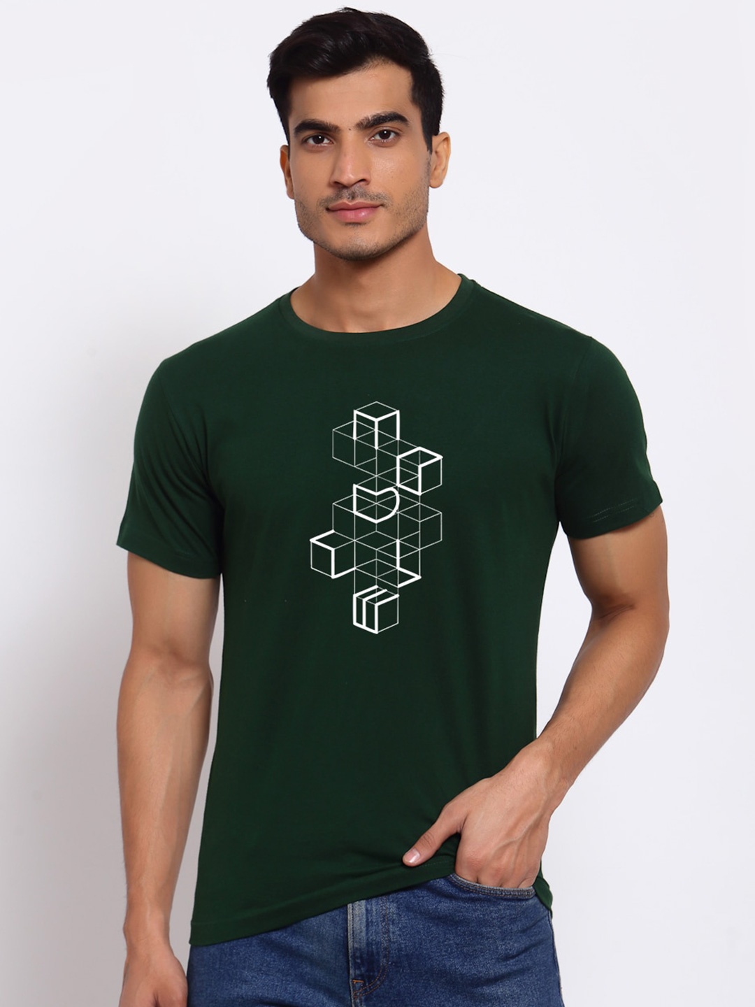

FERANOID Typography Printed Bio Finish CottonT-shirt, Green