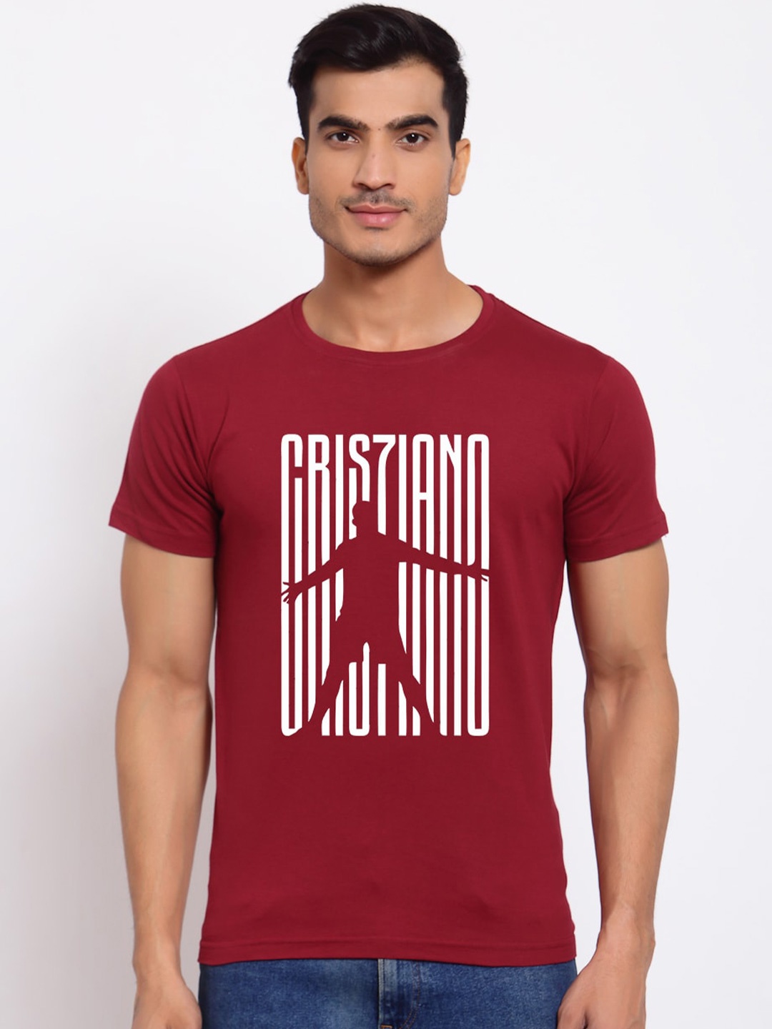 

FERANOID Typography Printed Bio Finish Pockets T-shirt, Maroon