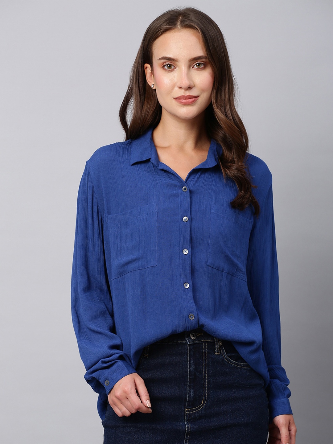 

Chemistry Spread Collar Shirt, Blue
