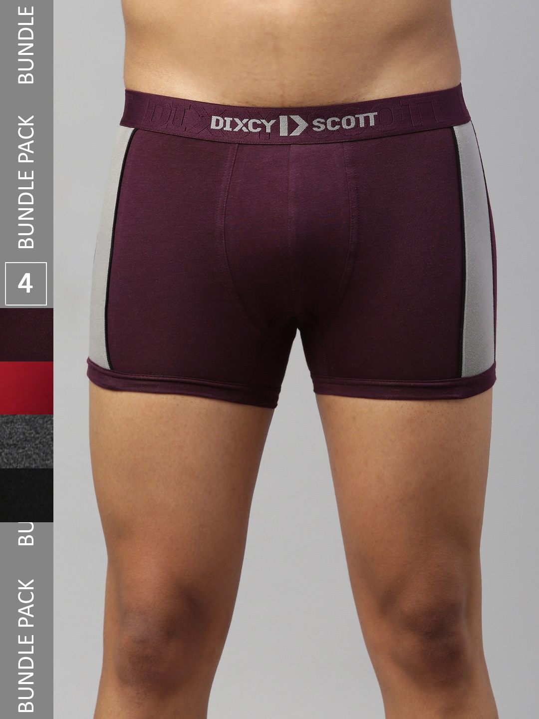 

DIXCY SCOTT MAXIMUS Men Pack Of 4 Printed Mid Rise Superior Stretch Anti-Microbial Trunk, Assorted
