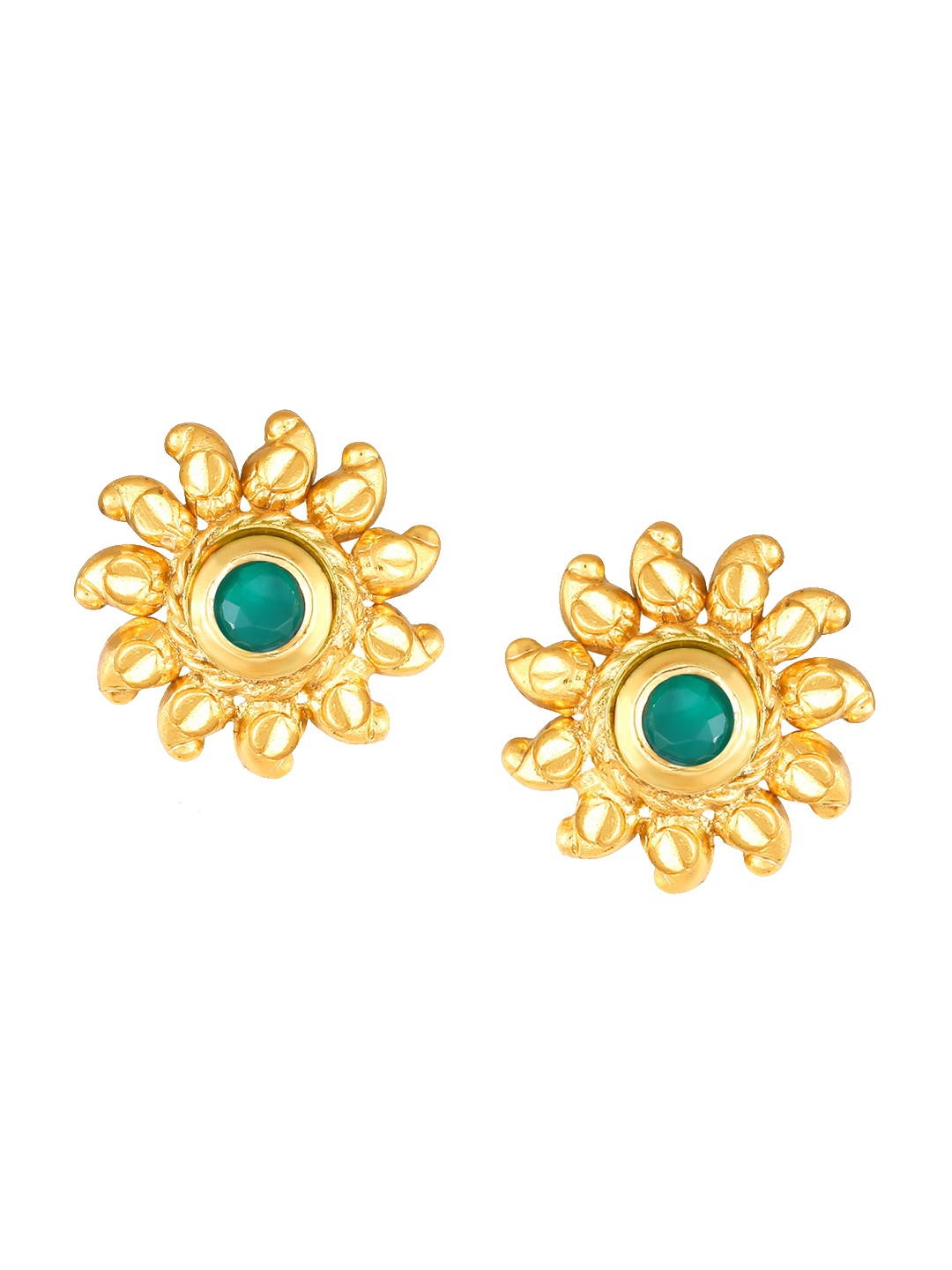 

Vighnaharta Gold-Plated Oval Studs Earrings, Green