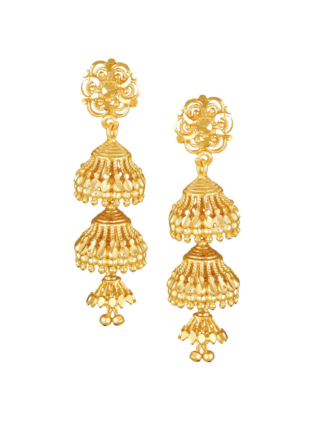 

Vighnaharta Gold-Plated Oval Jhumkas Earrings