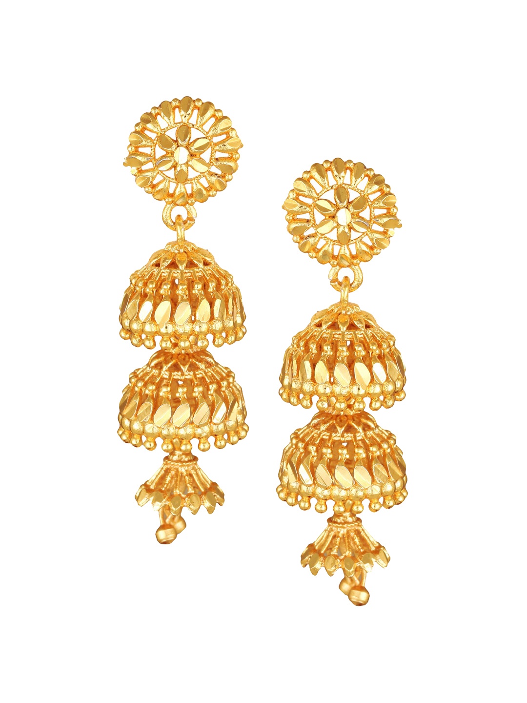 

Vighnaharta Gold-Plated Oval Jhumkas Earrings