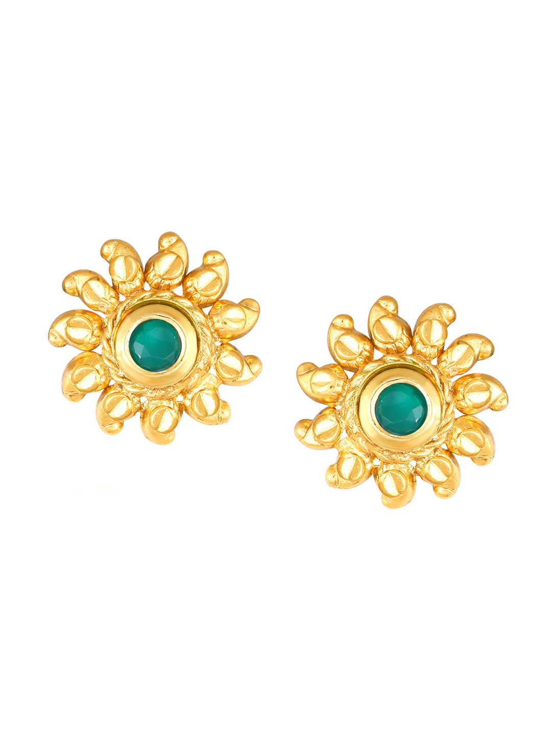 Vighnaharta Gold-Plated Oval Studs Earrings