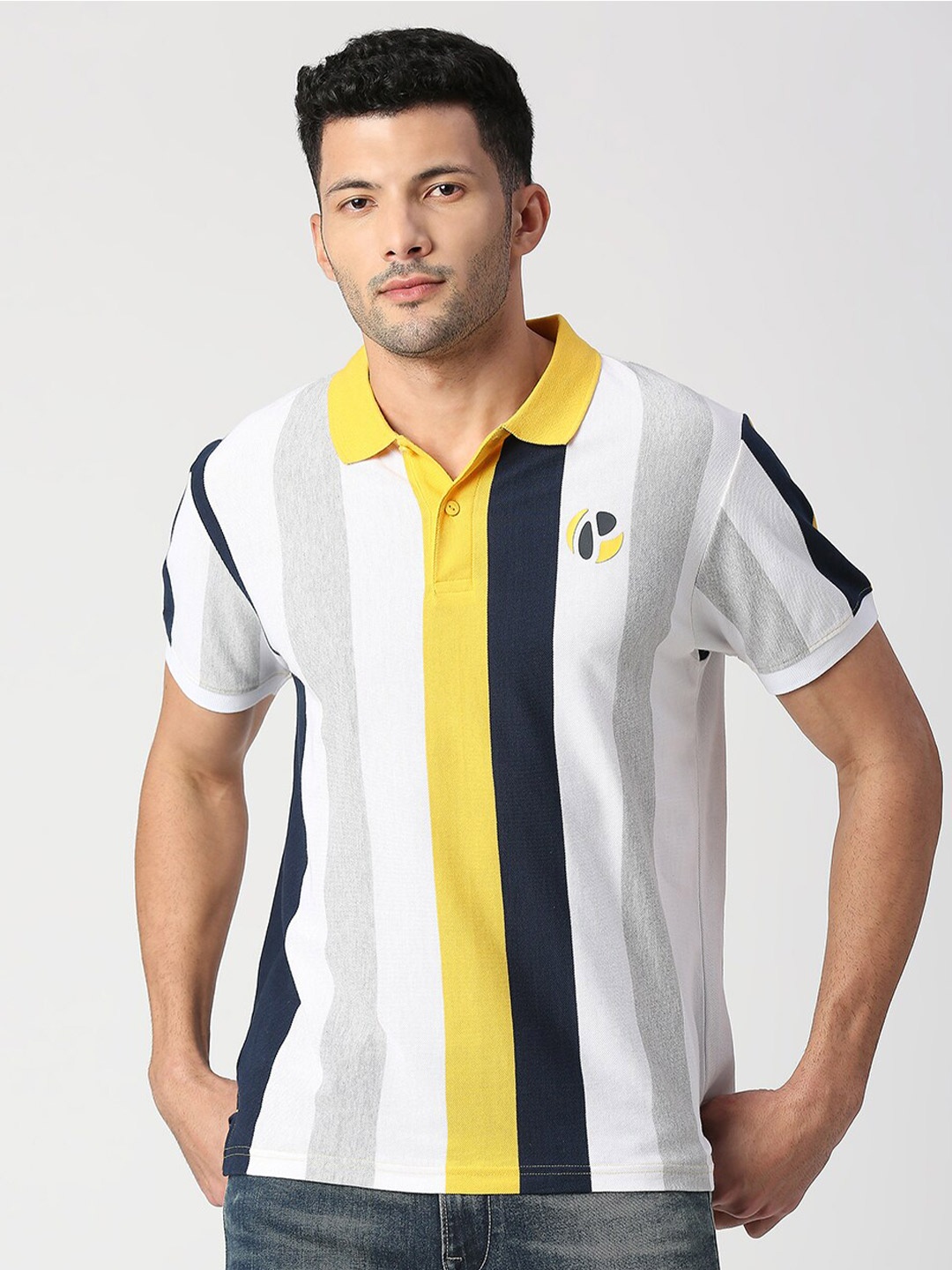 

Pepe Jeans Striped Half Sleeve Pure Cotton Polo T-shirt, Gold