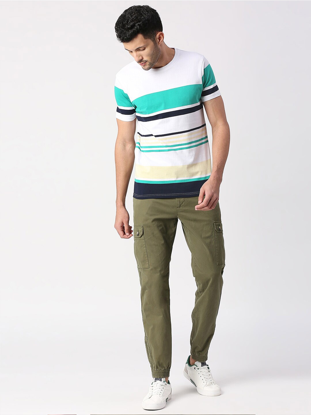 

Pepe Jeans Striped Half Sleeve Pure Cotton Slim Fit T-shirt, Green