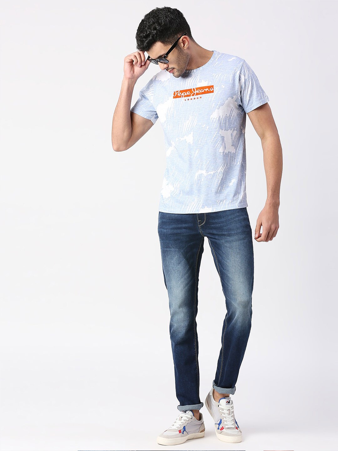 

Pepe Jeans Typography Print Slim Fit Pure Cotton T-shirt, Blue