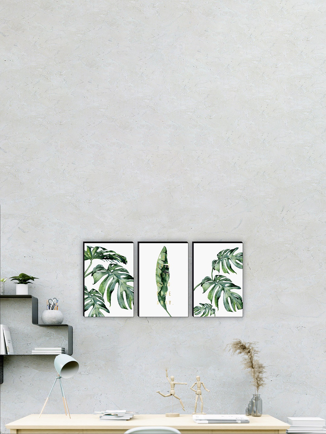 

SAF White & Green 3 Pieces Tropical Leaves Painting Wall Art