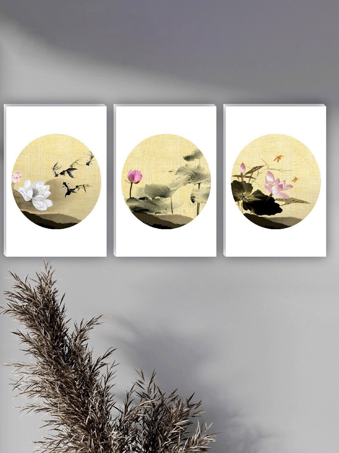 

SAF White & Beige 3 Pieces Flower Wall Art Painting