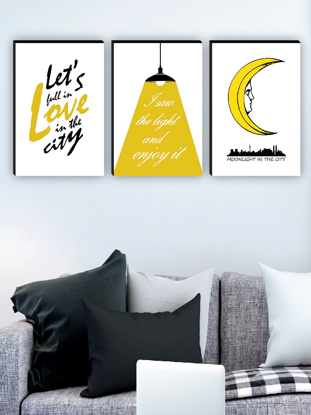 

SAF White & Black 3 Pieces Motivational Quotes Matte Finish Wall Art