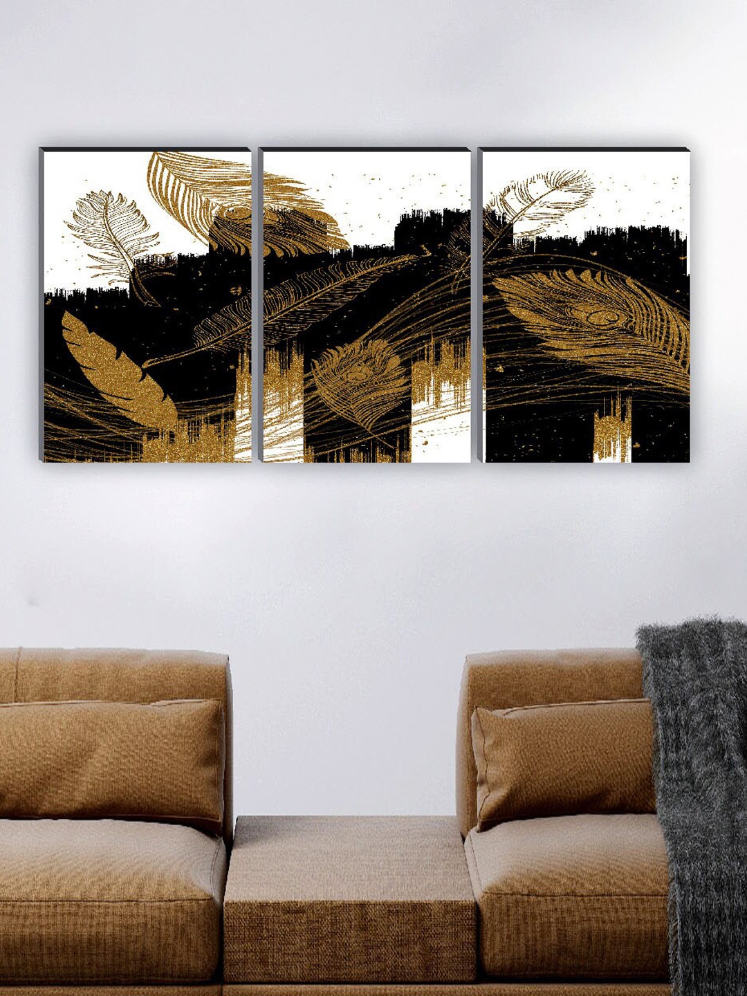 

SAF Black & White 3 Pieces Painting Matte Finish Wall Art