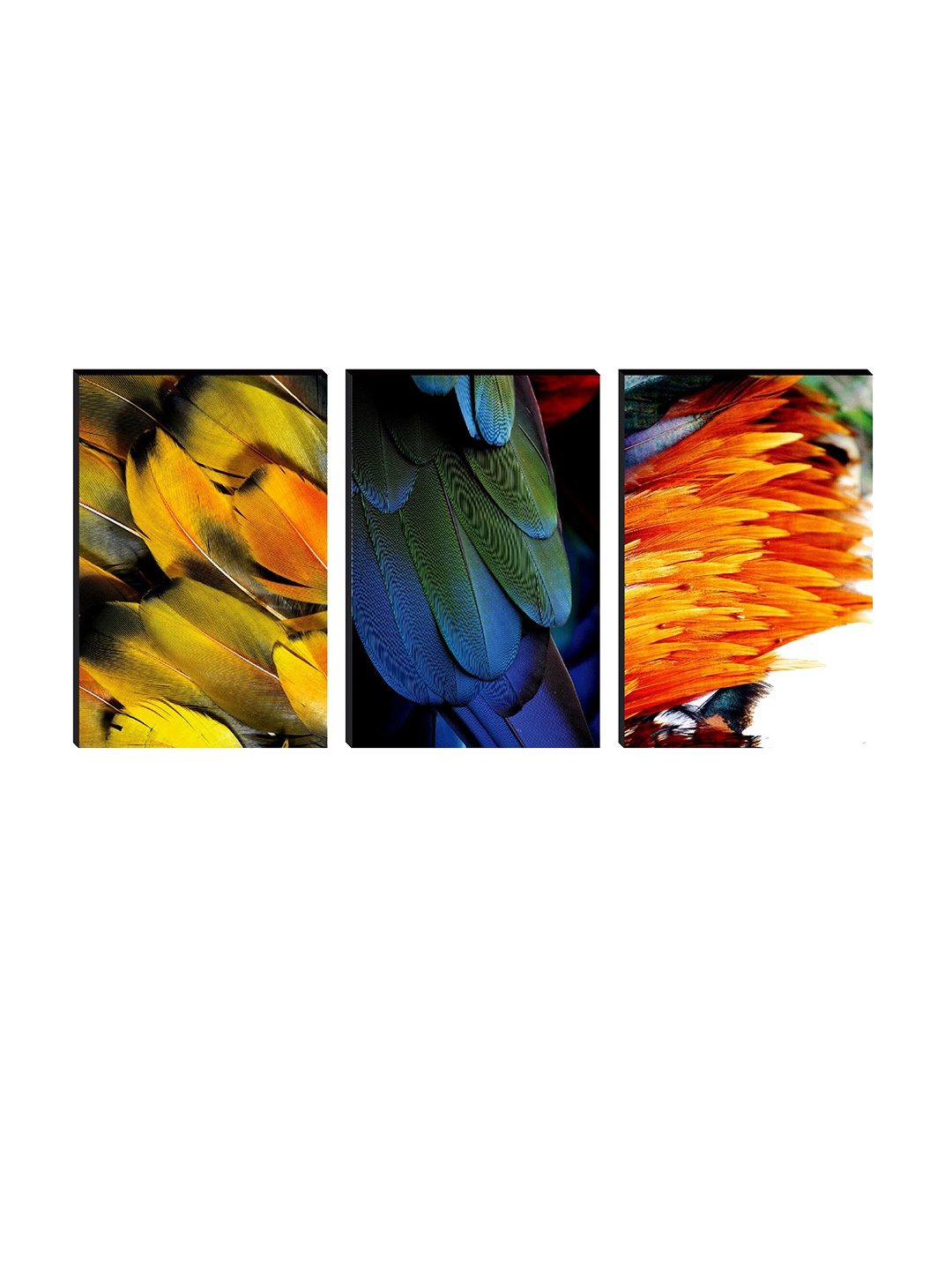 

SAF Blue & Orange Colored 3 Pieces Abstract Painting Wall Arts, Yellow