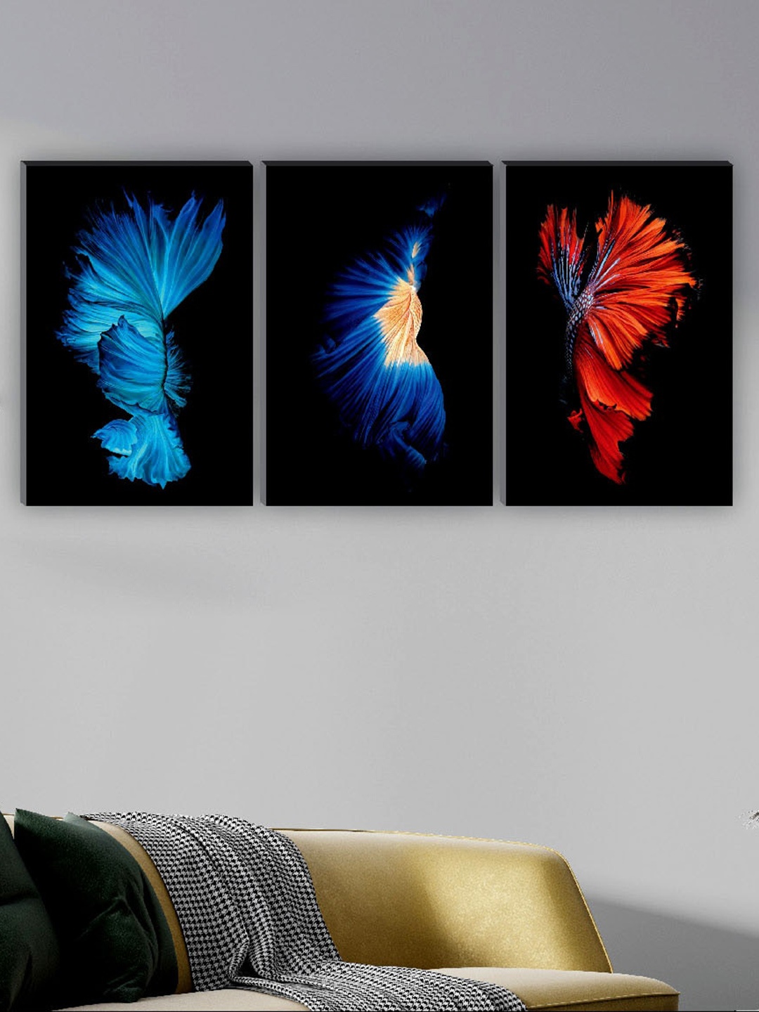 

SAF Black & Red 3 Pieces Abstract Painting Wall Arts
