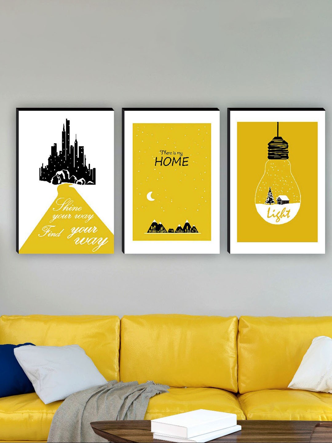 

SAF White & Yellow 3 Pieces Motivational Quotes Painting Wall Art