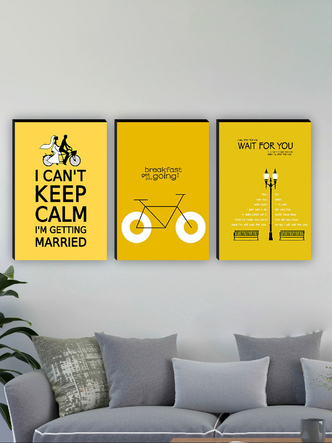 

SAF Yellow & Black 3 Pieces Motivational Quotes Wall Art