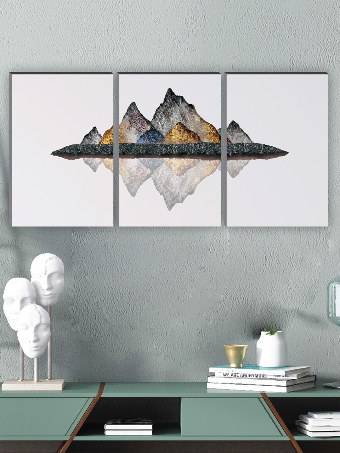 

SAF White & Black 3 Pieces Mountain & Water Painting Wall Art