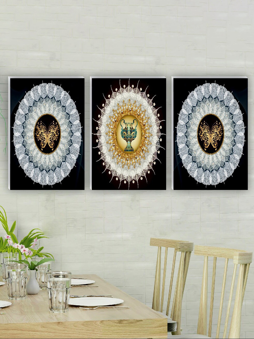

SAF Black & White 3 Pieces Painting Waterproof Wall Art