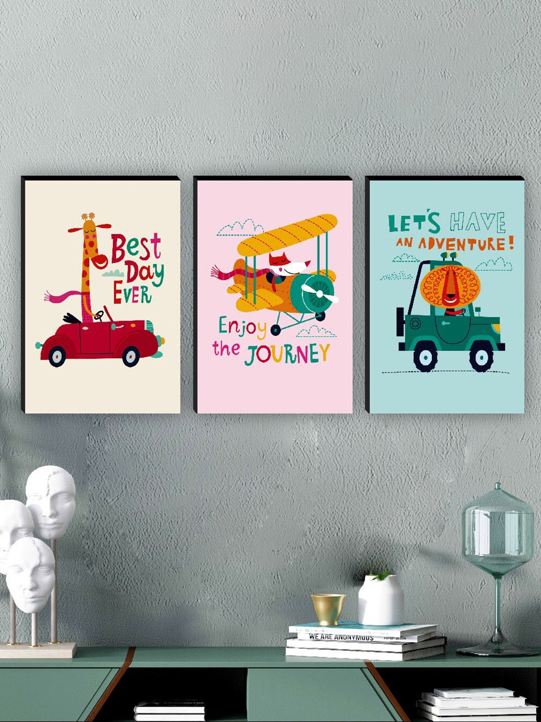 

SAF Blue & Pink 3 Pieces Motivational Quotes Painting Wall Arts