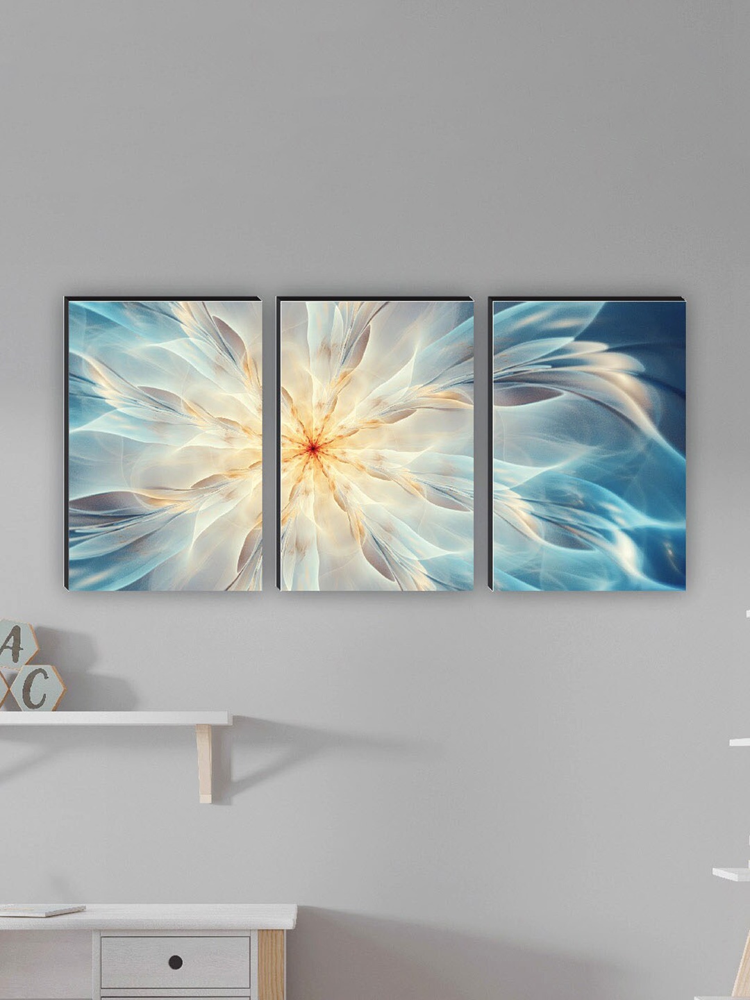 

SAF Blue & Cream Colored 3 Pieces Painting Wall Art