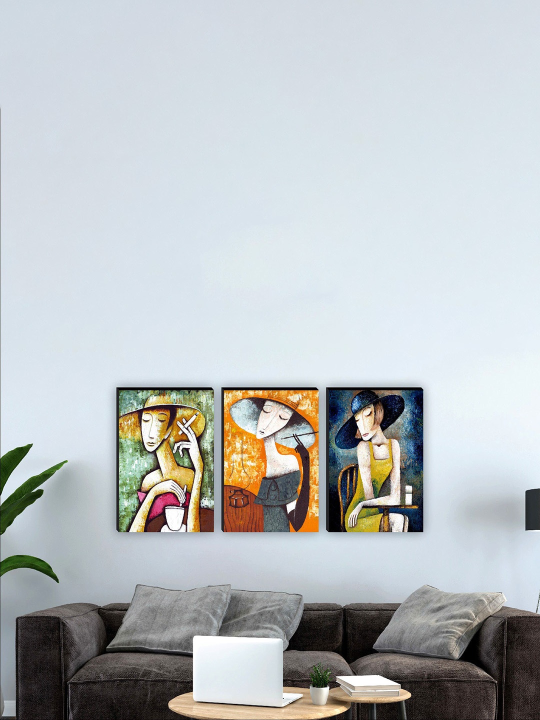 

SAF Green & Blue 3 Pieces Abstract Painting Wall Art