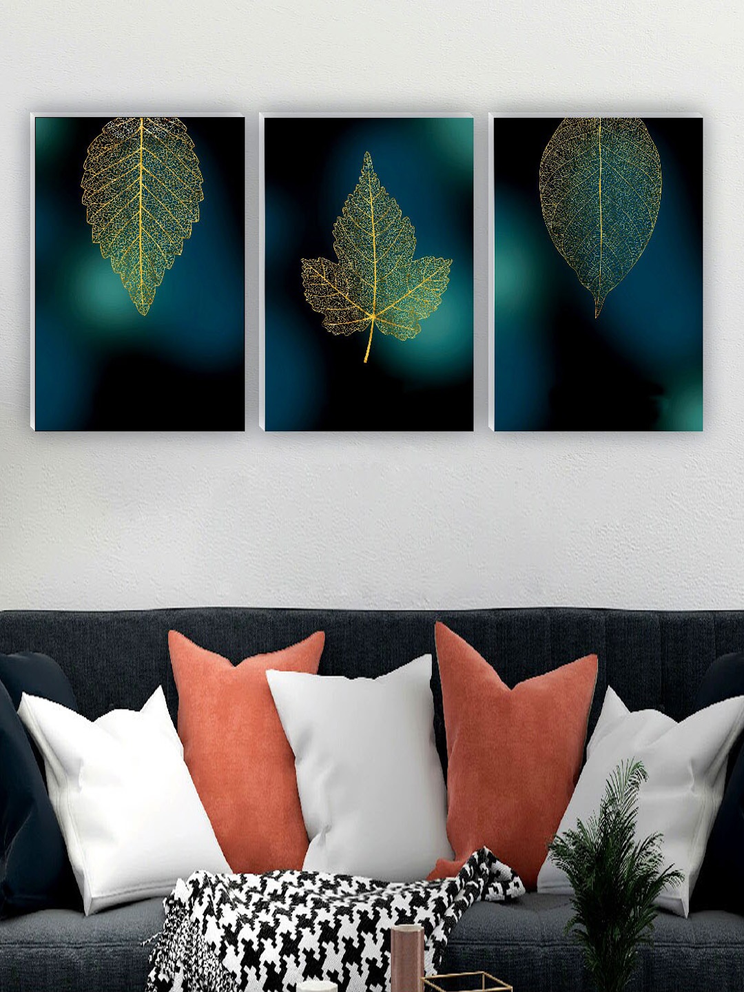 

SAF Blue & Yellow 3 Pieces Painting Wall Art