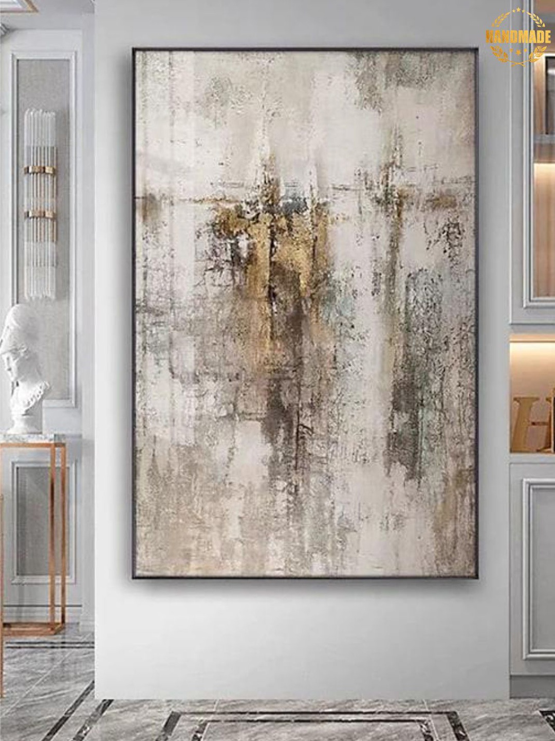 

THE HANDMADE FLAIR Brown Abstract Printed Framed Wall Painting