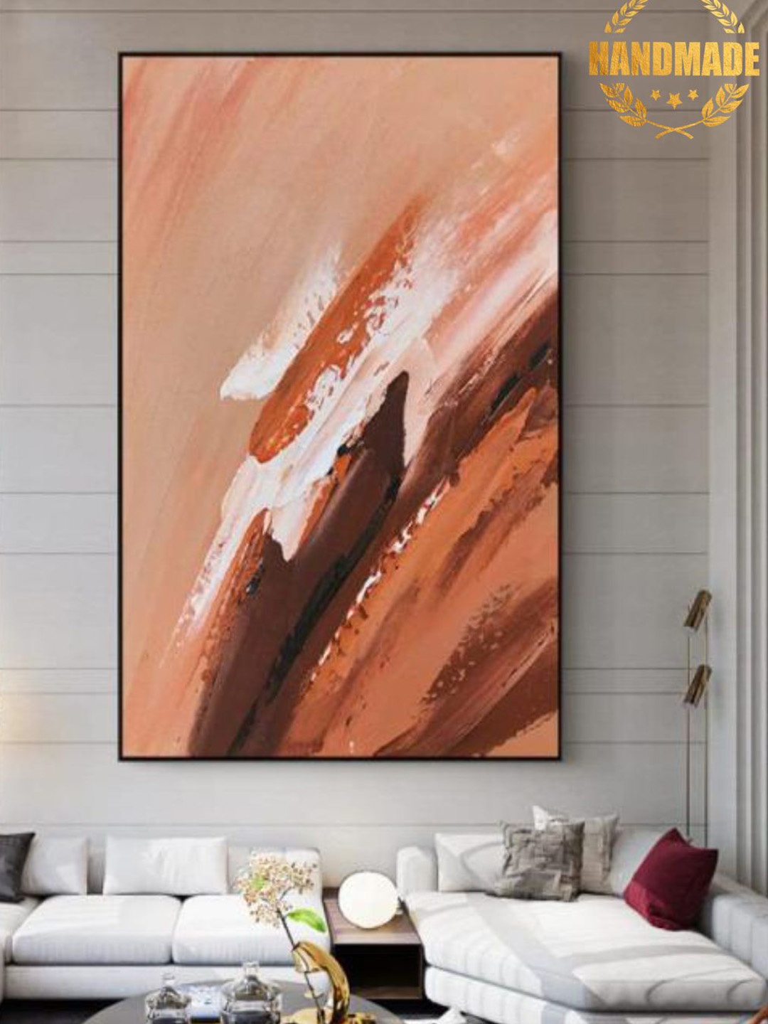 

THE HANDMADE FLAIR Brown Abstract Printed Framed Wall Painting