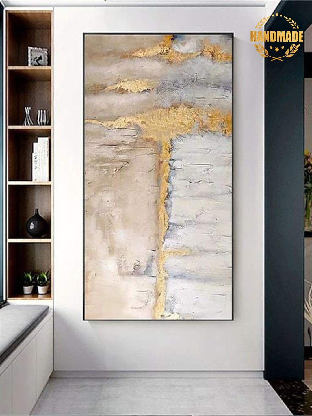 

THE HANDMADE FLAIR Brown Abstract Painting Framed Wall Art